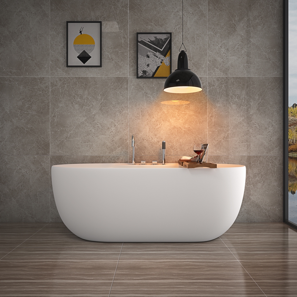 RL-MF1236 Oval Bathroom Acrylic Soaking Freestanding Bathtub Indoor Waterfall Whirlpool Tub Various Size in Stock