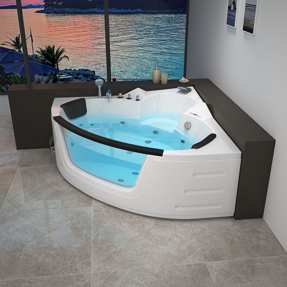 RL-6155 Luxury Walk In Bathtub Acrylic Corner Whirlpool Sexy Hydrotherapy Massage Bathtub For 2 Person