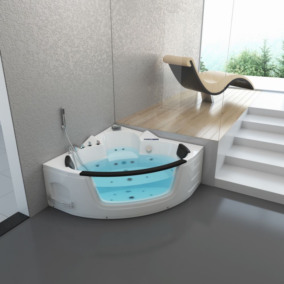 RL-6155 Luxury Walk In Bathtub Acrylic Corner Whirlpool Sexy Hydrotherapy Massage Bathtub For 2 Person