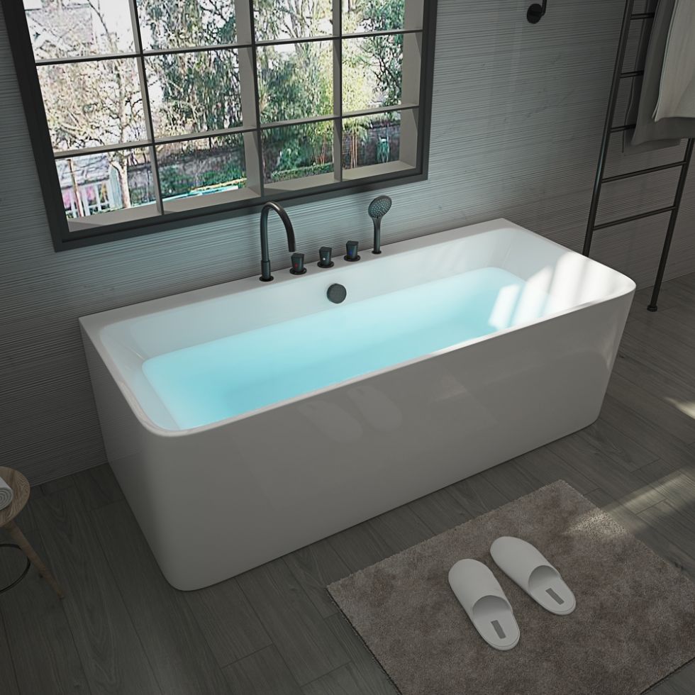 RL-MF1212 Factory White Oval Freestanding Soaking Bathtub Solid Surface Acrylic Bathtub For Bathroom 2 Person