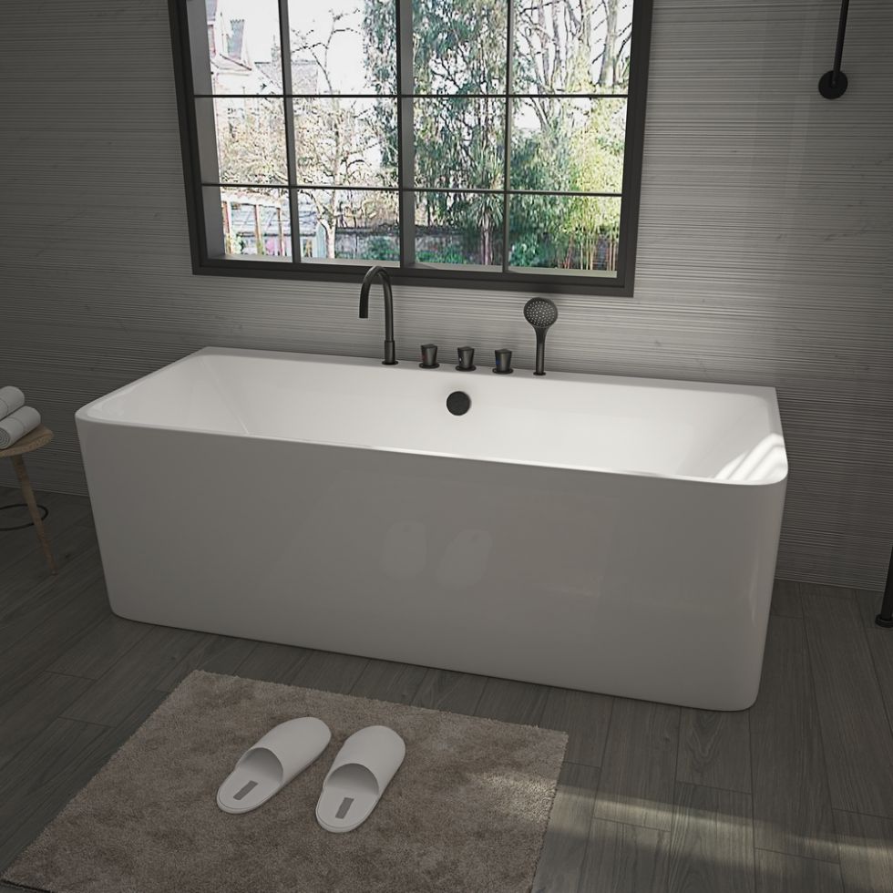 RL-MF1212 Factory White Oval Freestanding Soaking Bathtub Solid Surface Acrylic Bathtub For Bathroom 2 Person