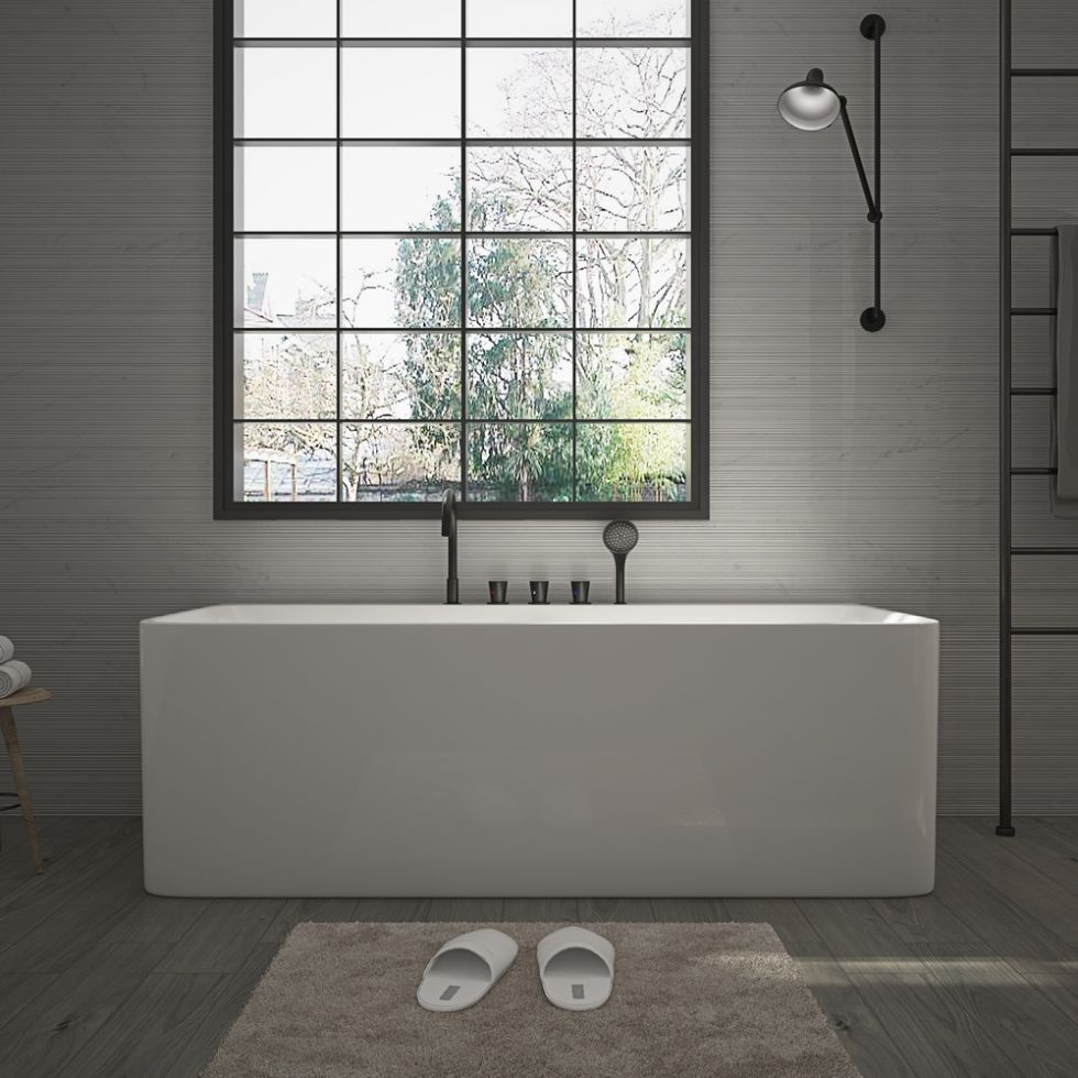 RL-MF1212 Factory White Oval Freestanding Soaking Bathtub Solid Surface Acrylic Bathtub For Bathroom 2 Person