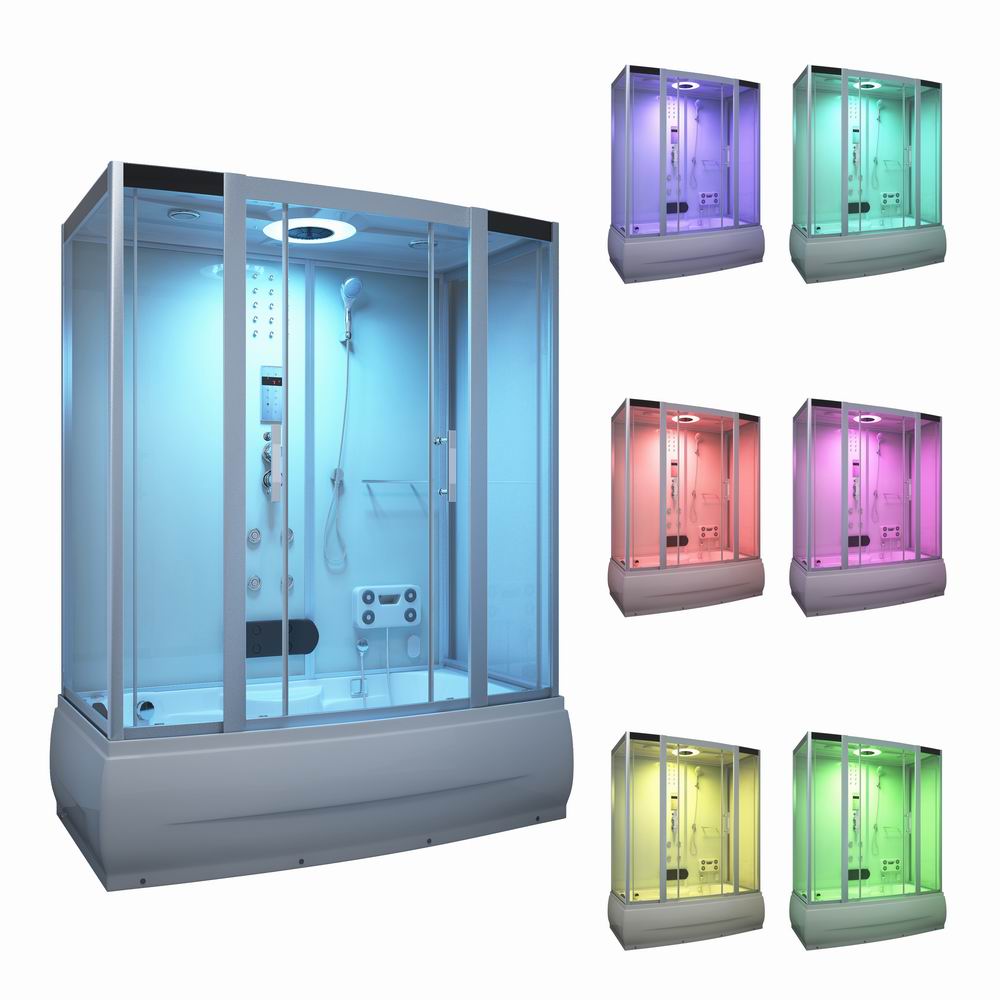 RL-D16 Steam Shower Cabins White Color Standing Massage Function Luxury Shower Rectangular Shape With Bathtub