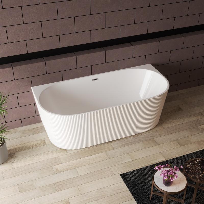 RL-MF1243-Acrylic Freestanding Bathtub Freestanding Soaking Acrylic Bathtub Modern White cUPC Certified Chrome Drain and Classic