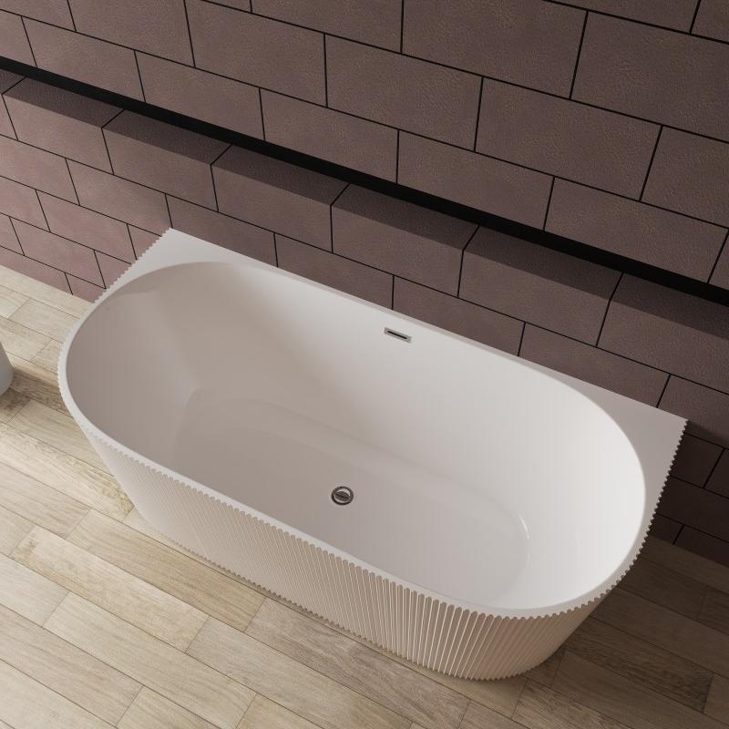 RL-MF1243-Acrylic Freestanding Bathtub Freestanding Soaking Acrylic Bathtub Modern White cUPC Certified Chrome Drain and Classic