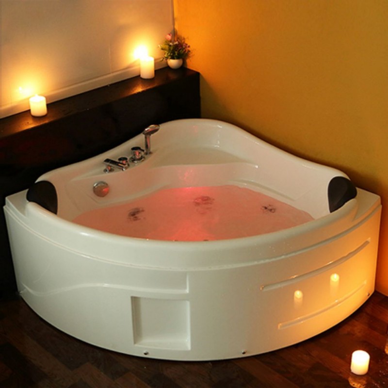 RL-6143 Corner White Whirlpool Jetted Bathtub for Two