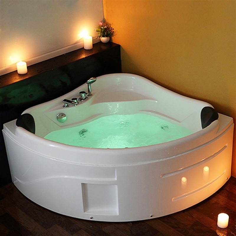 RL-6143 Corner White Whirlpool Jetted Bathtub for Two