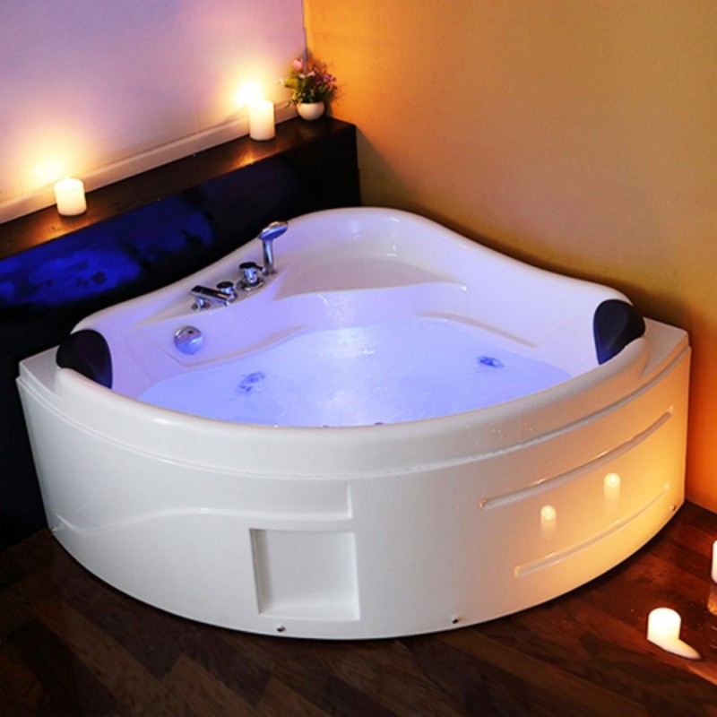 RL-6143 Corner White Whirlpool Jetted Bathtub for Two