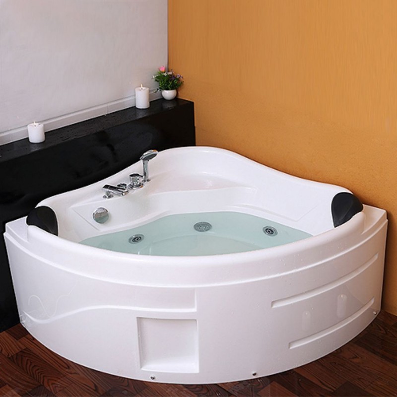 RL-6143 Corner White Whirlpool Jetted Bathtub for Two