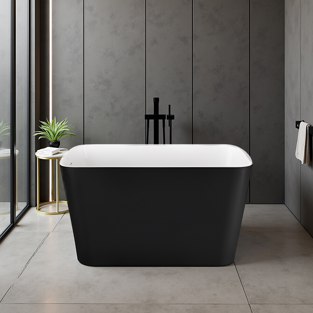 RL-GF001 47" 100% Acrylic Freestanding Bathtub Contemporary Soaking Tub white inside black outside 