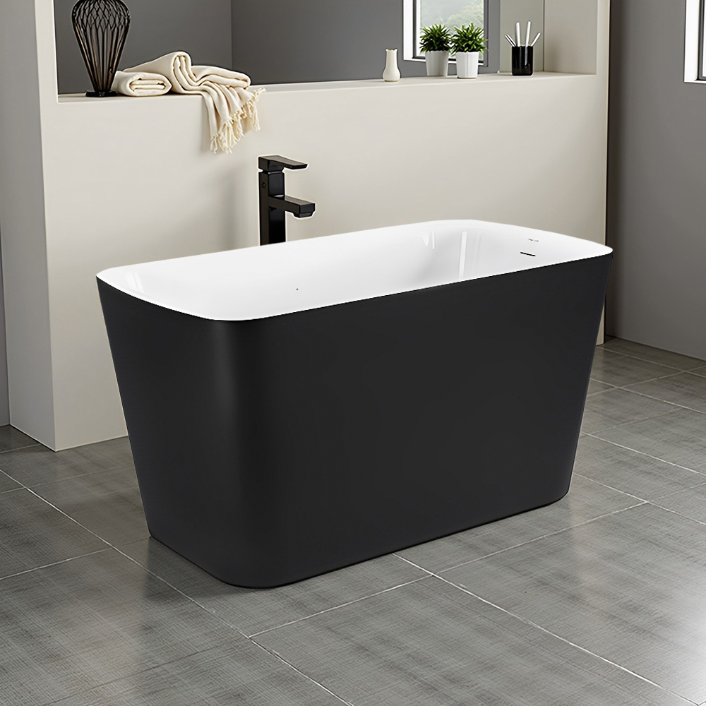 RL-GF001 47" 100% Acrylic Freestanding Bathtub Contemporary Soaking Tub white inside black outside 