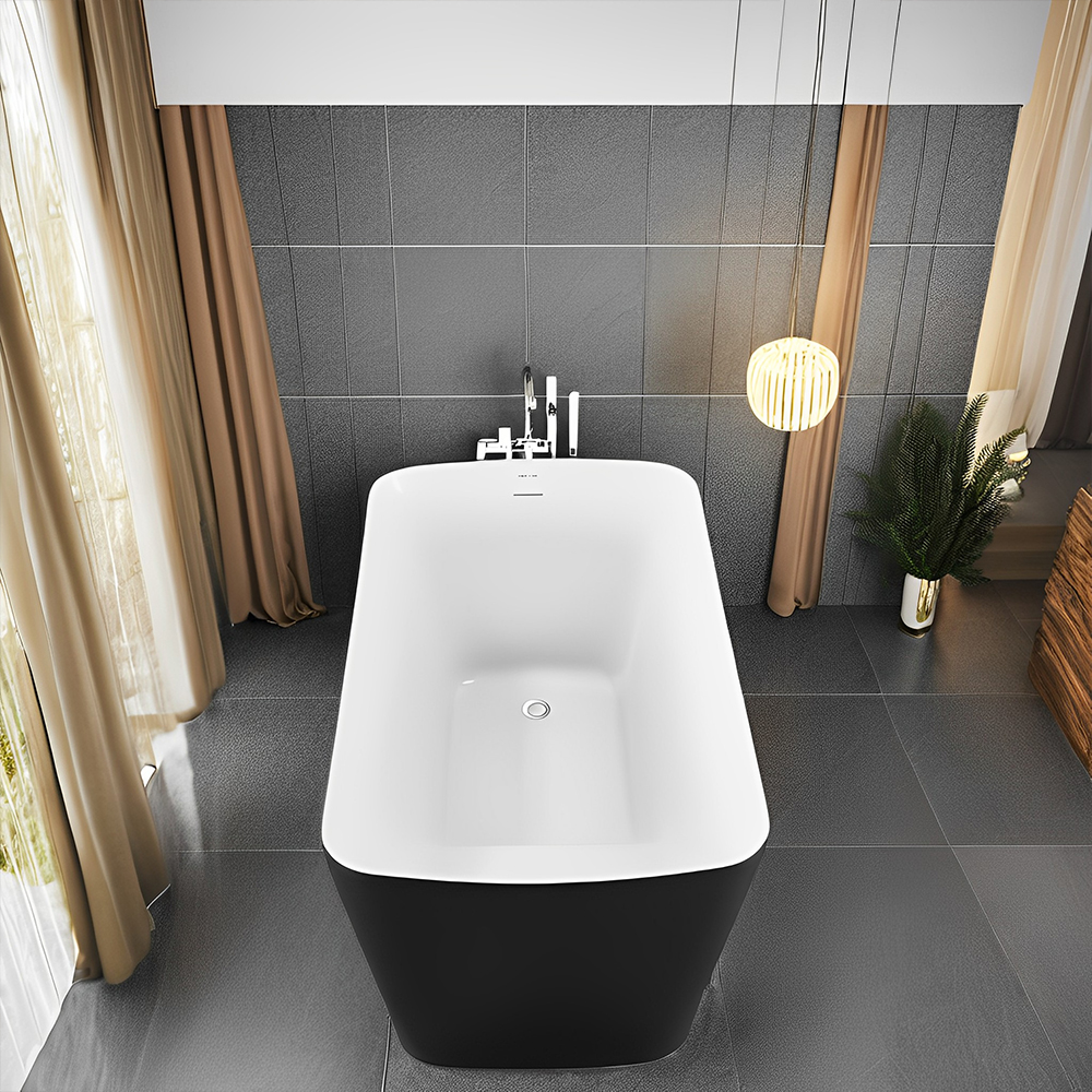 RL-GF001 47" 100% Acrylic Freestanding Bathtub Contemporary Soaking Tub white inside black outside 