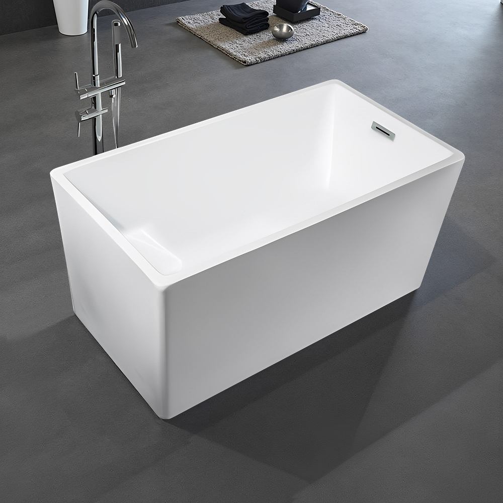 RL-GF014 47" Acrylic Freestanding Bathtubs Square Shaped Japanese Soaking Tub Stand Alone Tubs Drain Slotted Overflow