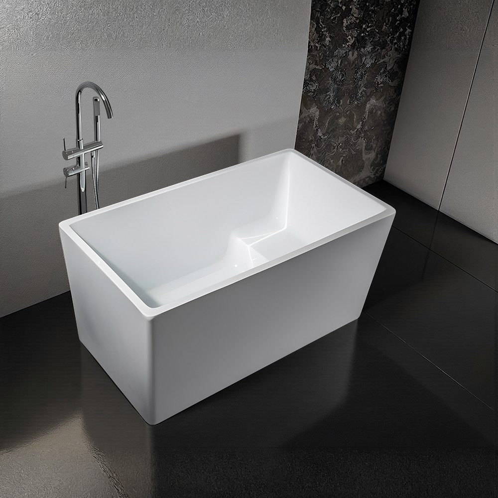 RL-GF014 47" Acrylic Freestanding Bathtubs Square Shaped Japanese Soaking Tub Stand Alone Tubs Drain Slotted Overflow