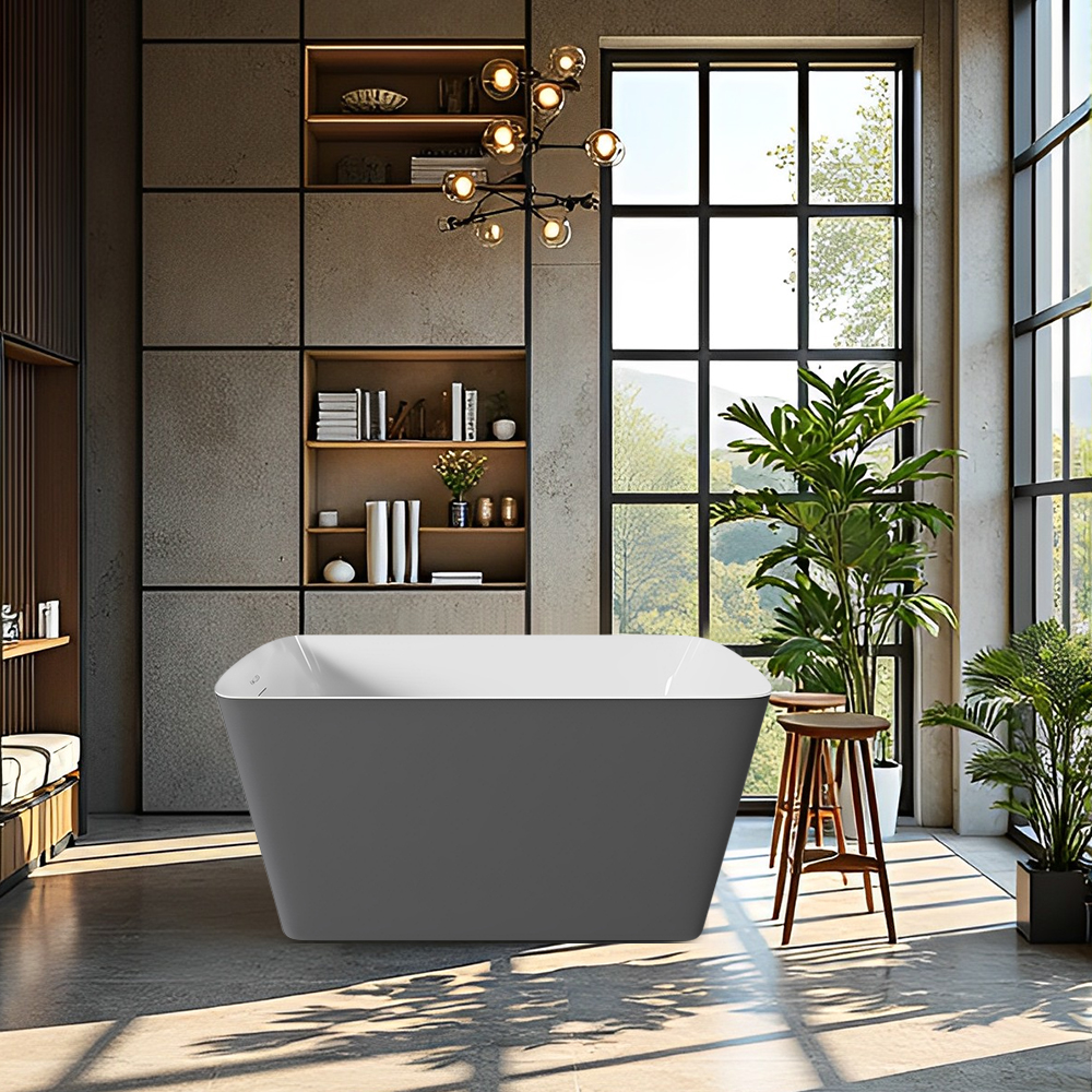 RL-GF077 47" 100% Acrylic Freestanding Bathtub Contemporary Soaking Tub Matte Gray bathtub