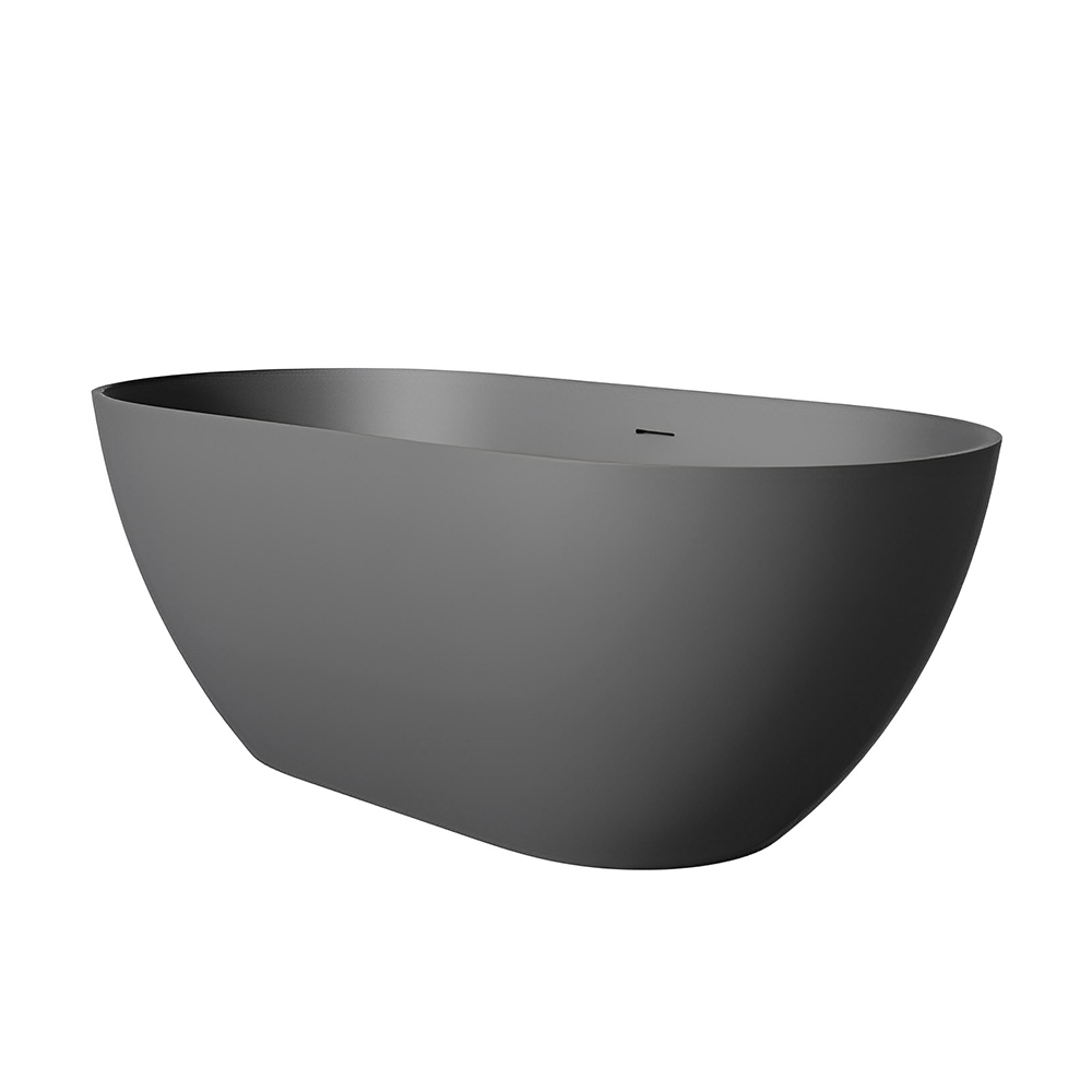 RL-GF135 59'' Single Slipper Tub Solid Surface Stone Resin Freestanding Soaking Bathtub Comfortable Backrest