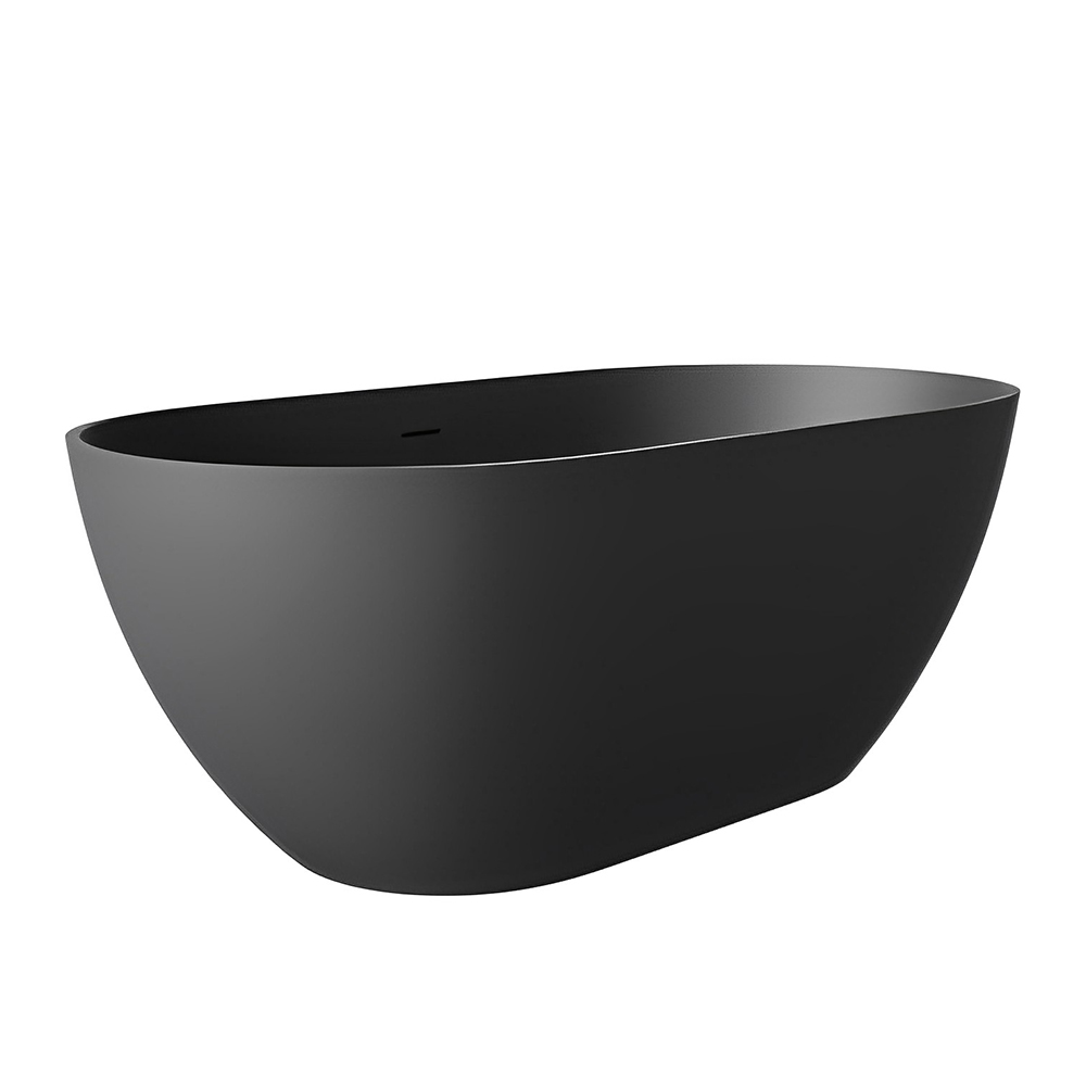 RL-GF135 59'' Single Slipper Tub Solid Surface Stone Resin Freestanding Soaking Bathtub Comfortable Backrest