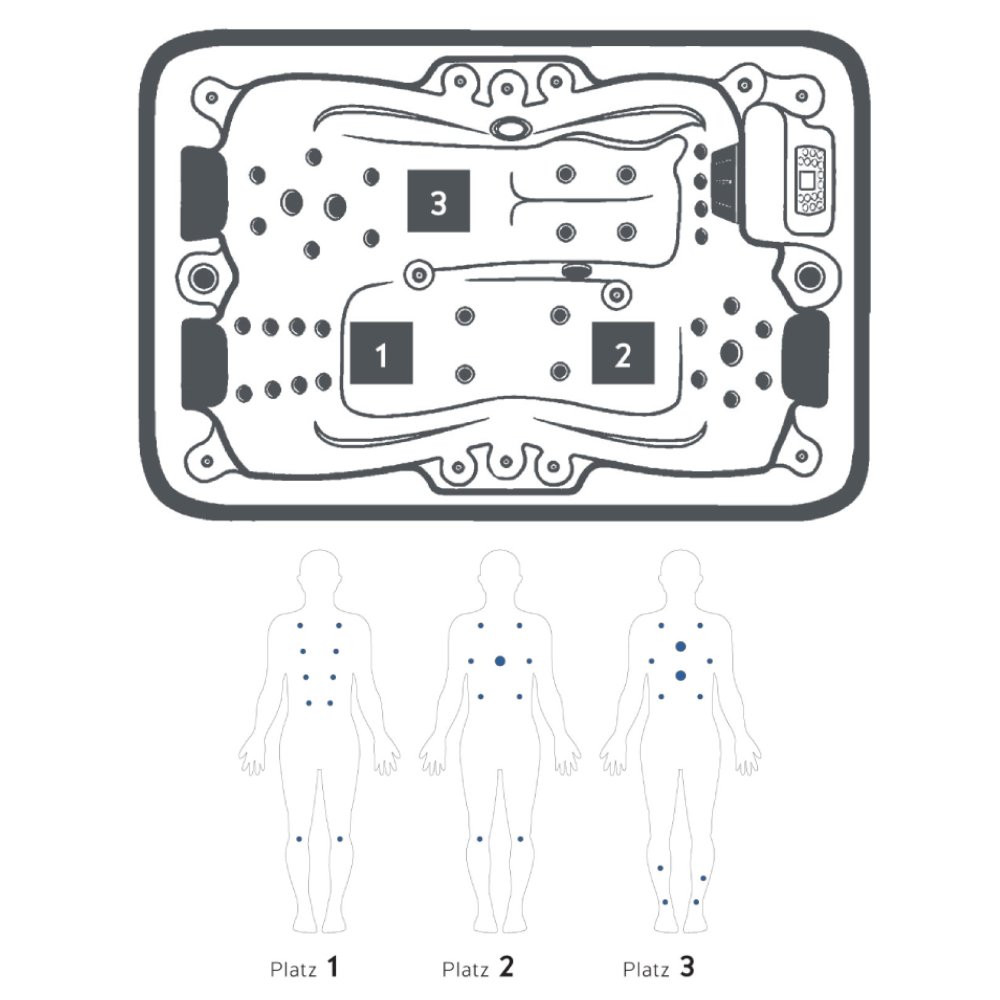 RL-J355 Modern 205x130x70cm Outdoor Whirlpool Spa Tub with LED Lighting & Bluetooth Radio Speaker 35 Massage Jets for 3 People Villas