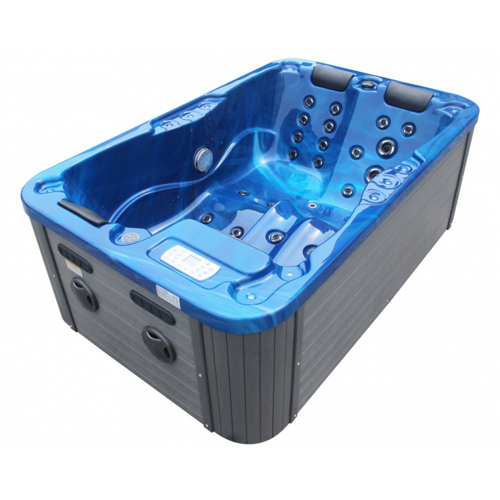 RL-J355 Modern 205x130x70cm Outdoor Whirlpool Spa Tub with LED Lighting & Bluetooth Radio Speaker 35 Massage Jets for 3 People Villas