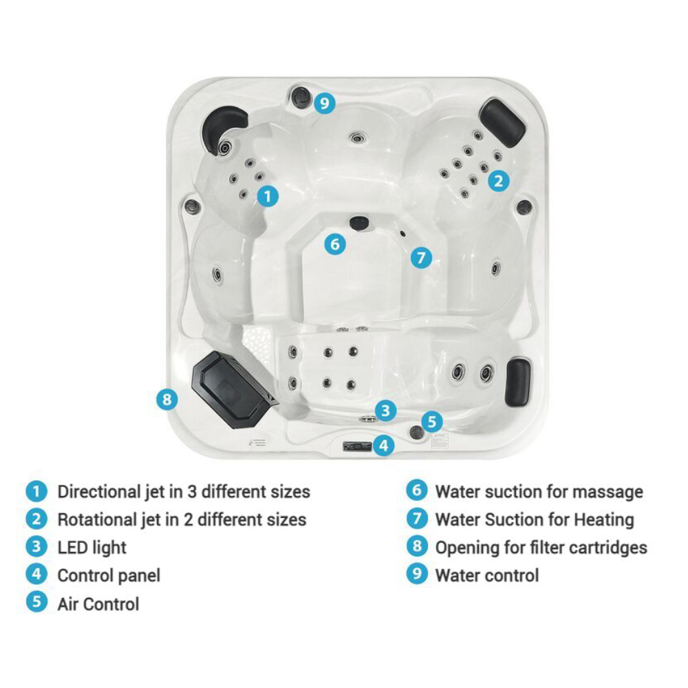 RL-J615 Sunrans Luxury 6-Person Balboa Spa Hot Tub 50pcs Hydrotherapy Jets Japan Massage Backyard 2 Filter Quality Outdoor Hot Tub